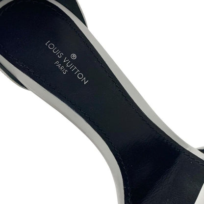 Louis Vuitton Sandals Shoes Leather White Silver Logo Strap