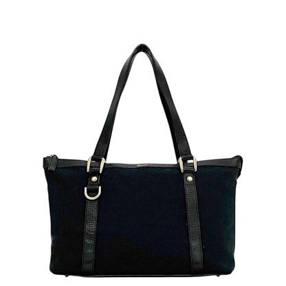 Gucci Tote Bag Black GG Canvas 141470 Excellent Condition Canvas