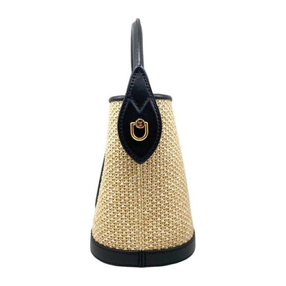 Louis Vuitton Handbag Shoulder Bag Petit Baquet M59961 Raffia Leather Noir