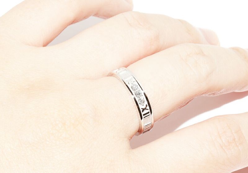 Tiffany & Co Ring 18K White Gold Diamond 3P Atlas Narrow Ring