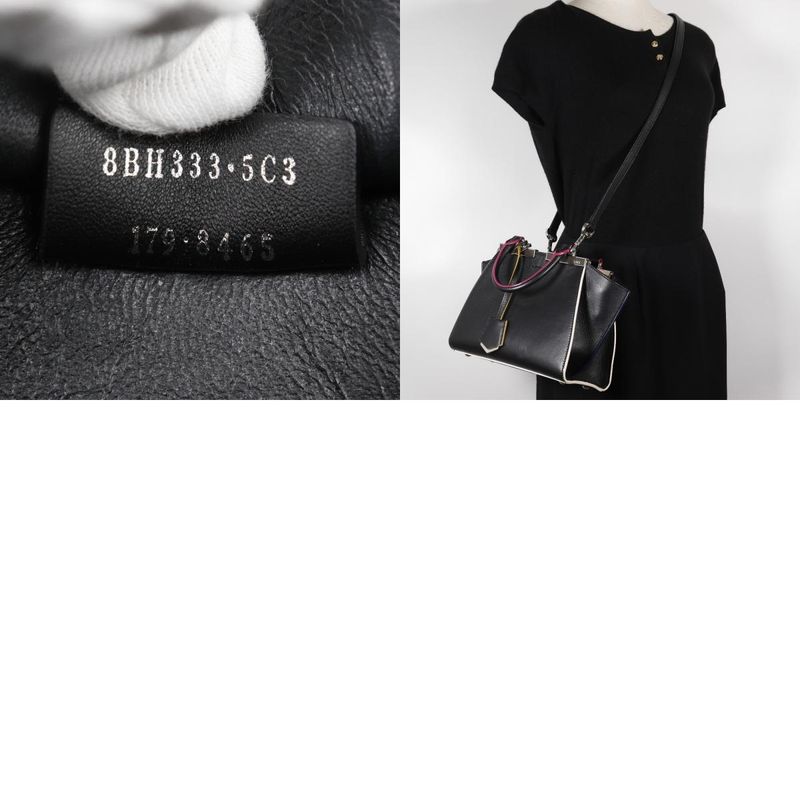 Fendi Petit Trois Jour 2WAY Shoulder 8bh333 Leather Black Ladies Handbag