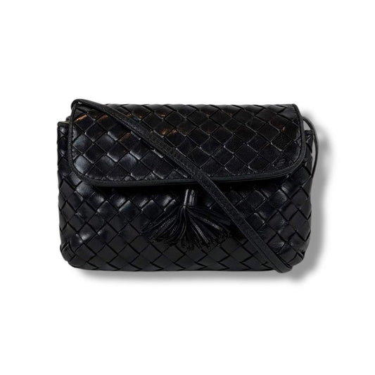 Bottega Veneta Mini Shoulder Bag Tassel Fringe Intrecciato Leather Black