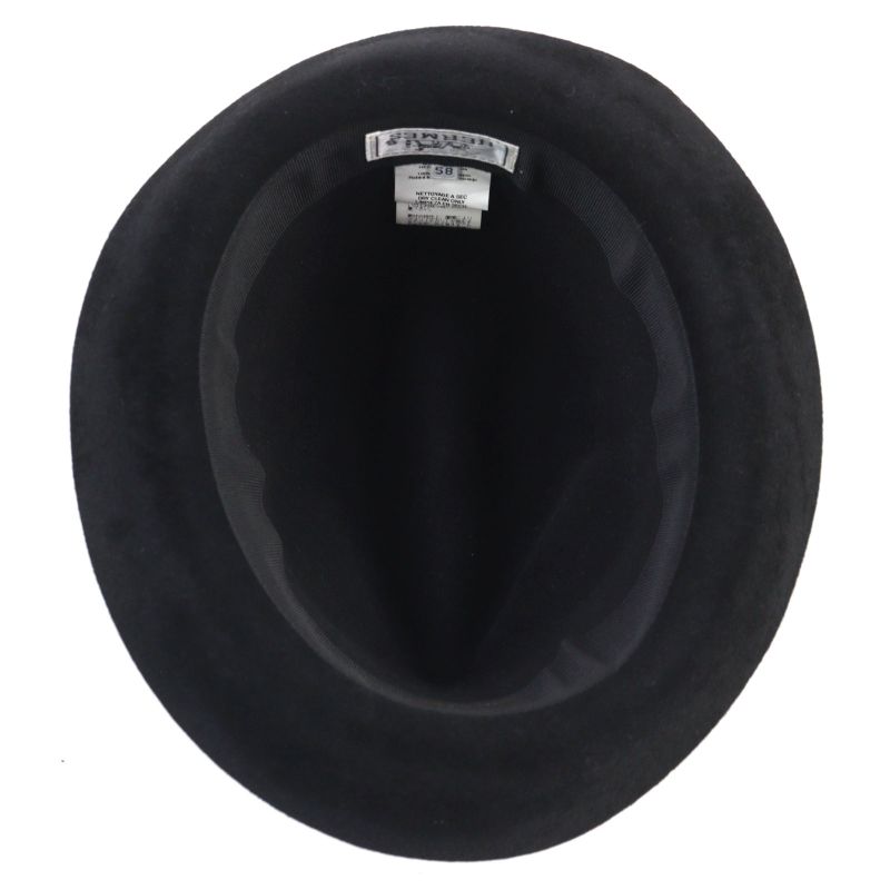 Hermes 100% Wool Hat With Ribbon Black 58 Men's Recommende