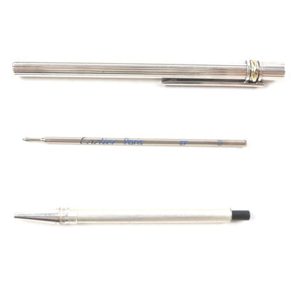  Cartier Trinity Striped Logo Engraved Twist Ballpoint Pen Silver