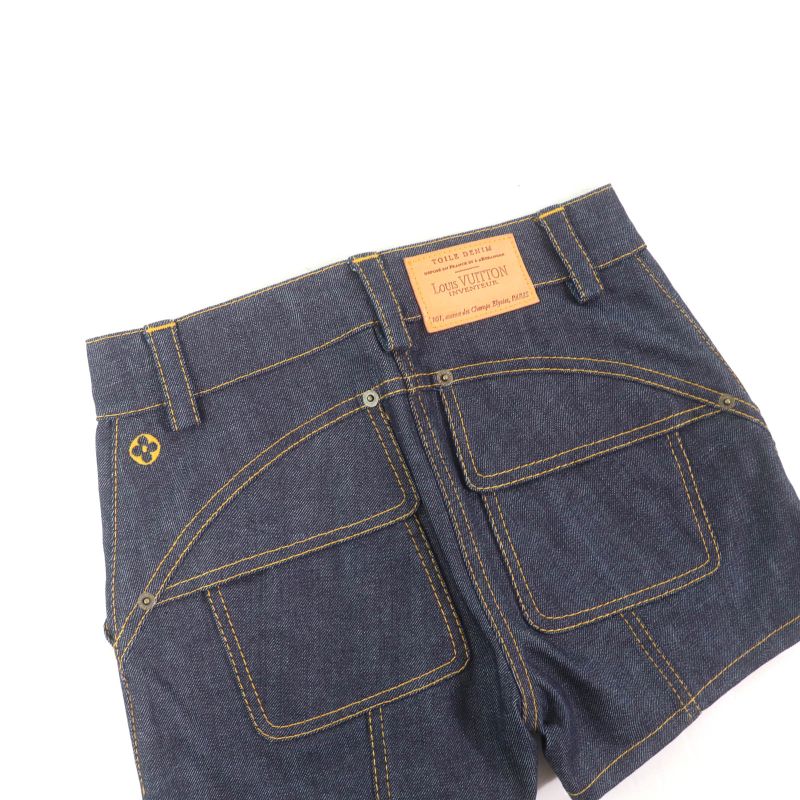 Louis Vuitton Leather Monogram With Logo Patch Flower Stitch Design Denim