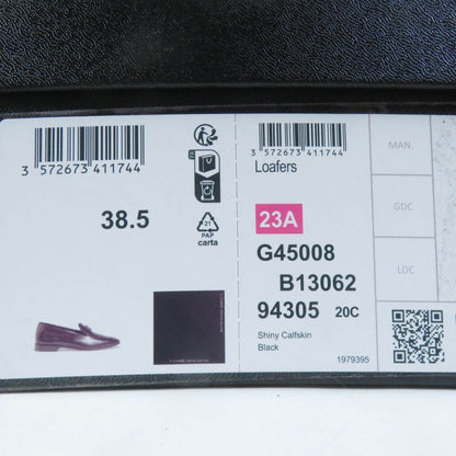 CHANEL 23A G45008 Shiny Calfskin Leather Loafer With Coco Mark Black 38.5 With