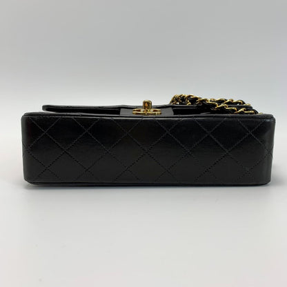 Chanel Matelasse Double Flap Lambskin Black Chain Shoulder Bag