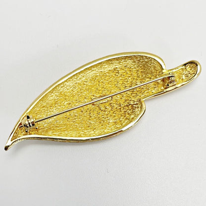 Christian Dior Leaf Motif Brooch Gold GP Women's Accessories Box Included