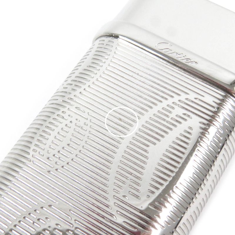 Cartier Godron Happy Birthday 2C Decor Oval Gas Lighter Silver Swiss Made Men's