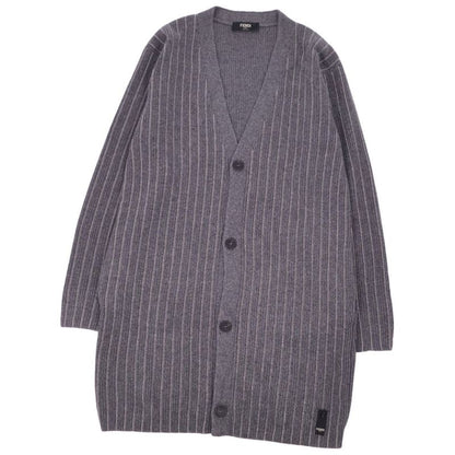 Fendi Knit Long Cardigan With Ball Chain