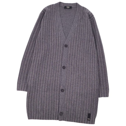 Fendi Knit Long Cardigan With Ball Chain