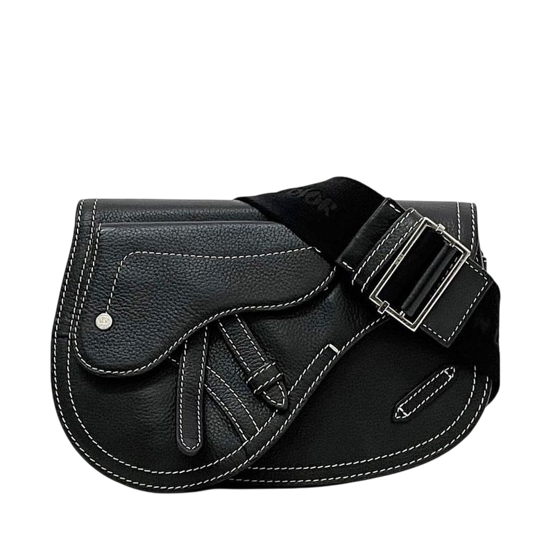 Christian Dior Body Bag Shoulder Bag Black Saddle