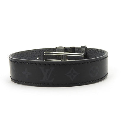 Louis Vuitton Bracelet Vu Good Luck M64447 Leather Black Silver Hardware