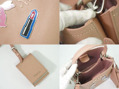 Authentic Prada Pannier Small 2WAY Shoulder Bag Handbag Pochette Leather Pink