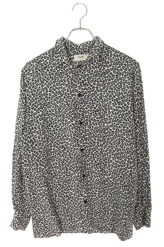 Celine 2c268900h Hawaiian Loose Leopard Print Long Sleeve Shirt Men 38