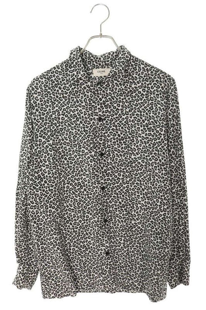 Celine 2c268900h Hawaiian Loose Leopard Print Long Sleeve Shirt Men 38