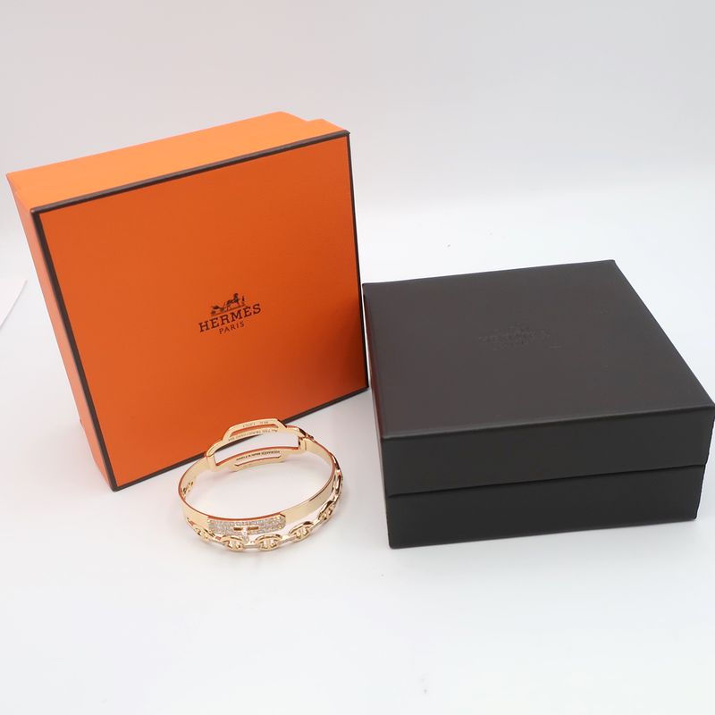 Hermes Chaine D'ancre Kelly Double Tour Bracelet Bangle SH 18K Pink