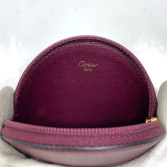 Cartier Coin Case Ec22892 Bordeaux Must Excellent Condition Coin Purse