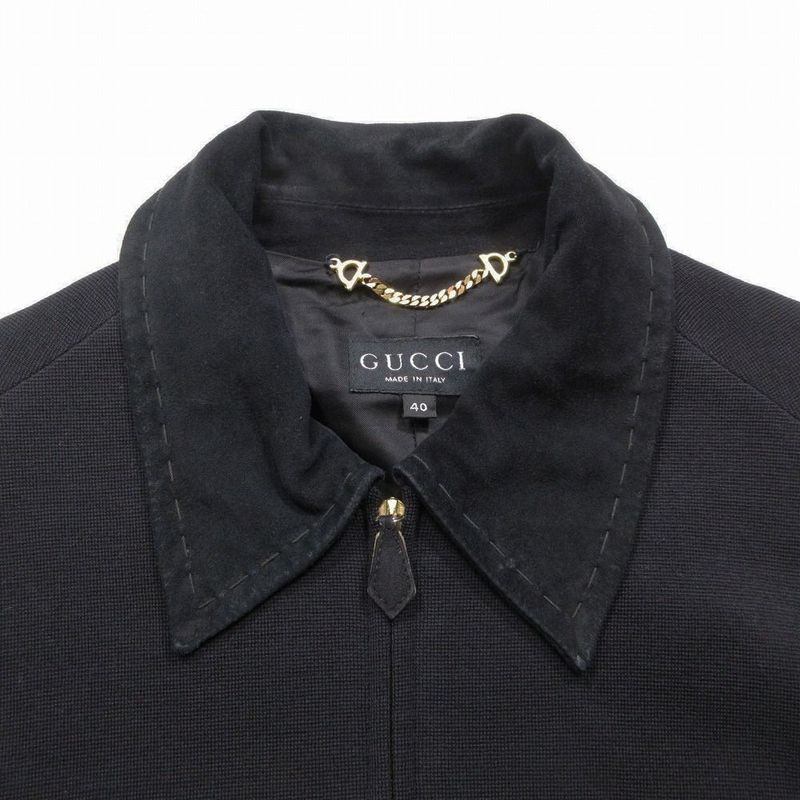 Gucci Tom Ford Period Vintage Gold Button Suede Switching Knit Jacket Outerwear