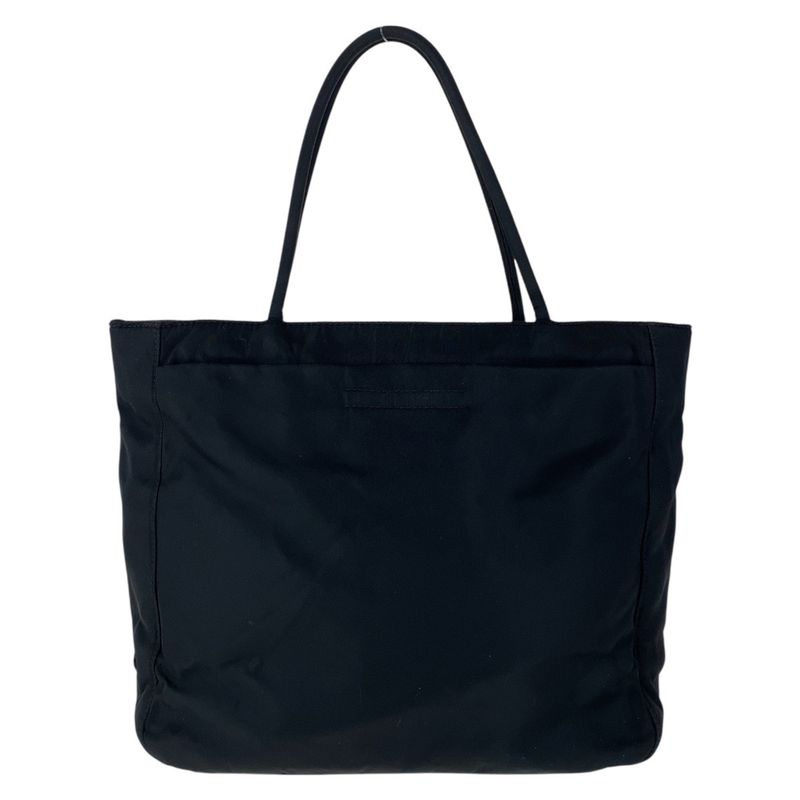 Prada Tessuto Triangle Logo Plate Black Silver Hardware Nylon Tote Bag Shoulder