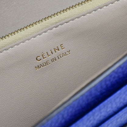 Celine Long Wallet Fold Wallet Blue Leather 01bs074
