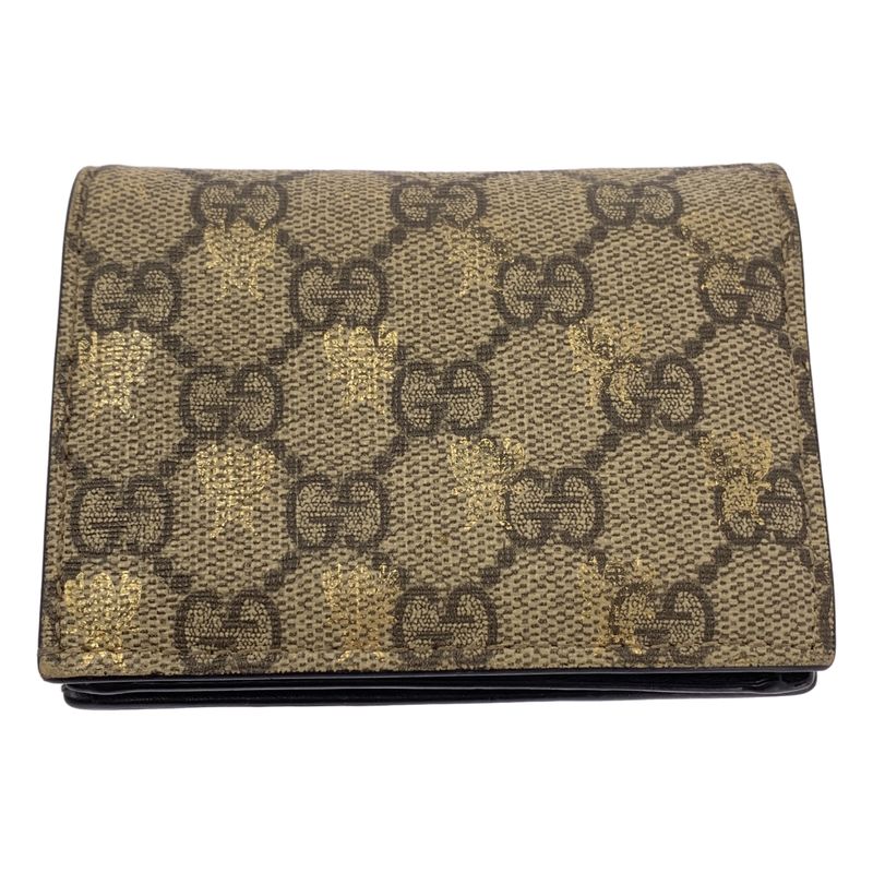 Gucci | 508757 Total Pattern Bee GG Supreme Compact Wallet Unisex | Beige |
