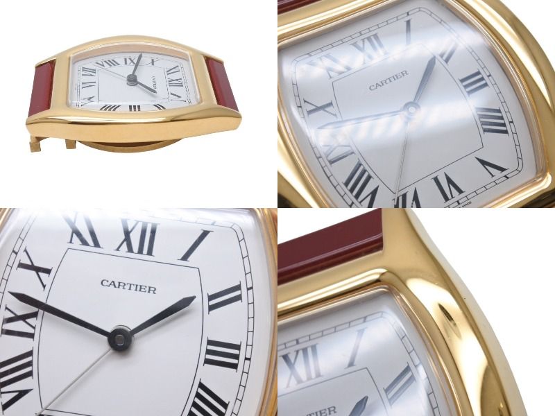 Cartier Tortue Table Clock White Dial Quartz White Gold Bordeaux Swiss — view 6