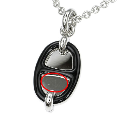 Hermes Necklace Mini Maillon PM Black Silver-color- Chaine D'ancre