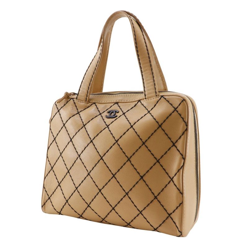 Chanel Wild Stitch A14693 Calf Beige Women's Tote Bag