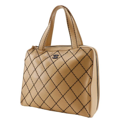 Chanel Wild Stitch A14693 Calf Beige Women's Tote Bag