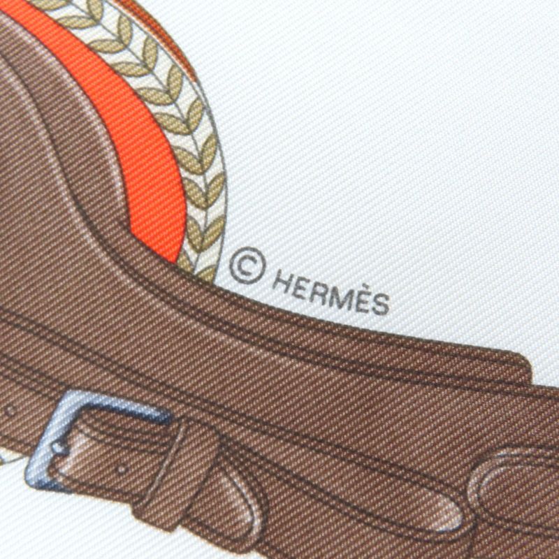 Hermes 25SS Gavroche Twill Caric-a-pomp 100% Silk Blanc/orange/brun Scarf With