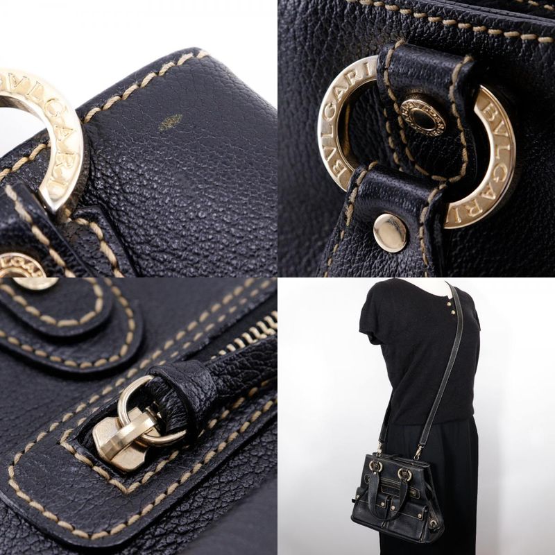 Bvlgari Bulgari Maxirettare 2WAY Shoulder Leather Black Women's Handbag