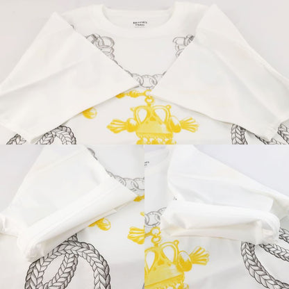 Hermes T-shirt Short Sleeve White Notation Size 36 5h4639dx Cotton