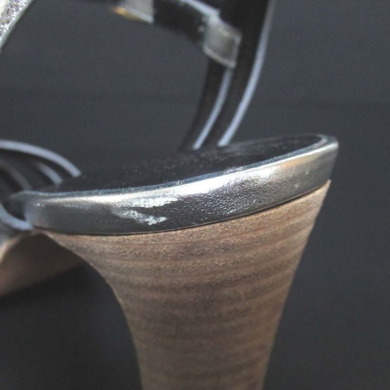 Celine High Heel Ankle Strap Sandals Size 35 Approx 22cm (8.66in) Silver Color