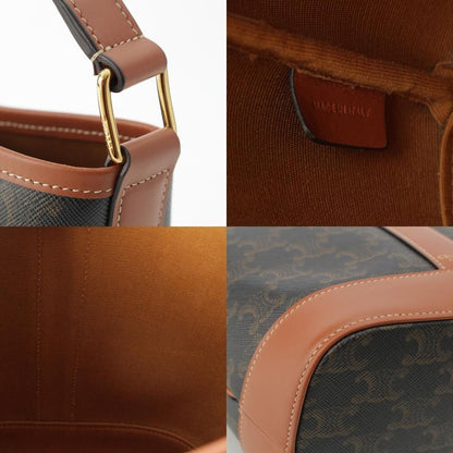 Celine Triomphe Small Bucket PVC Leather Shoulder Bag Brown