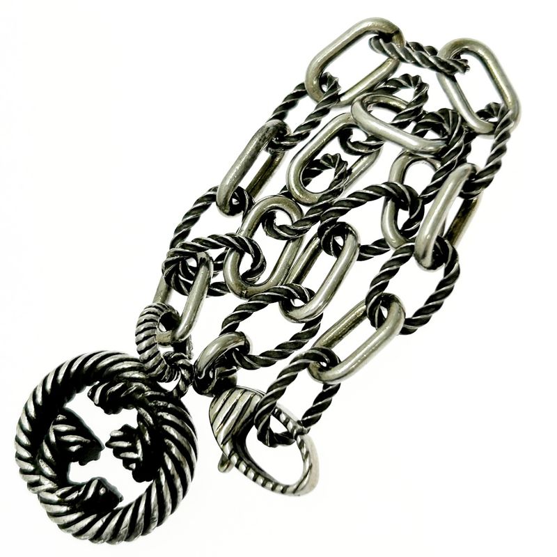 Gucci Silver Interlocking G Bracelet 15.1g 925 Engraved 368418 Bracelet