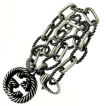 Gucci Silver Interlocking G Bracelet 15.1g 925 Engraved 368418 Bracelet