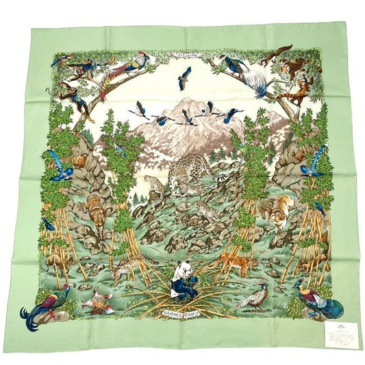 Hermes Carre 90 Sichuan Silk Scarf Green
