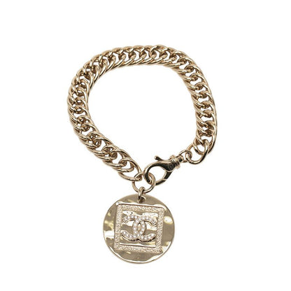 Chanel Coco Mark Chain Bracelet Gold Plated Rhinestone Ladies Chanel