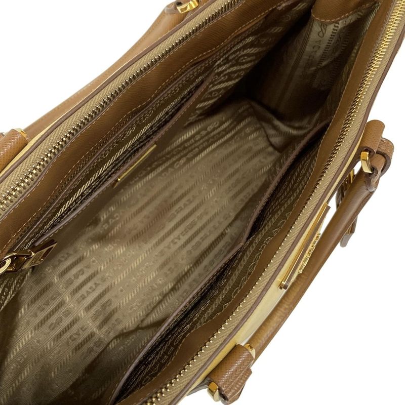Prada Tote Bag Galleria Large Bag (ladies) Yellow And Brown Leather