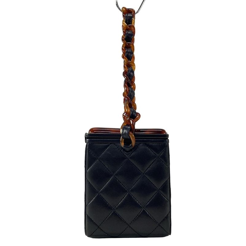 Chanel Vanity Bag Matelasse Black And Brown Plastic Chain/tortoiseshell Lambskin