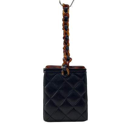 Chanel Vanity Bag Matelasse Black And Brown Plastic Chain/tortoiseshell Lambskin