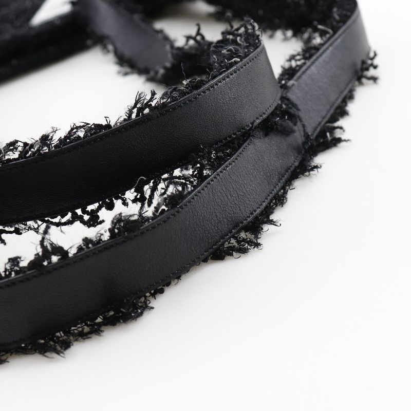 Chanel Coco Mark Robot A94646 Tweed Black/silver Hardware Unisex Tote Bag