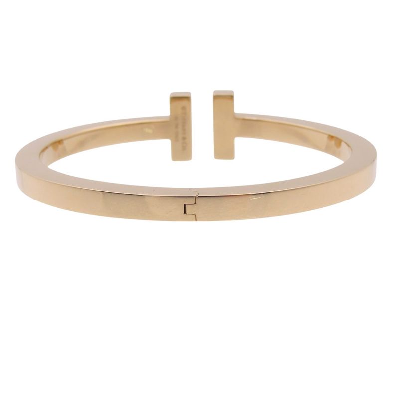 Tiffany & Co T-square 18K Pink Gold Rose Gold Diamond Large Bracelet Bangle 750