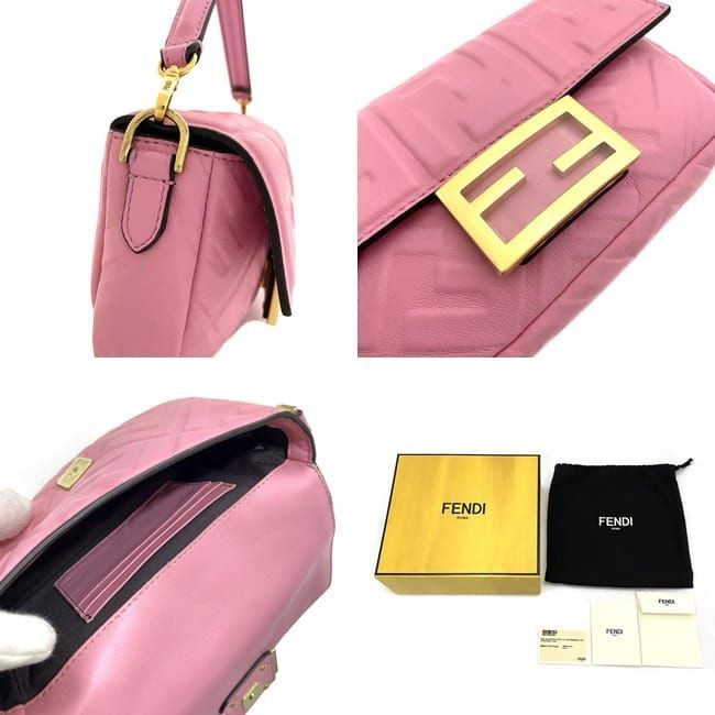 Fendi 2way Mini Bag Baguette Small Pink Gold