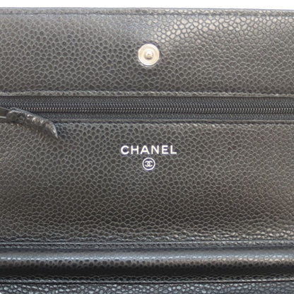 Chanel Ap0250 No 27 Black Caviar Skin Svhardware Chain Wallet With Coin Purse
