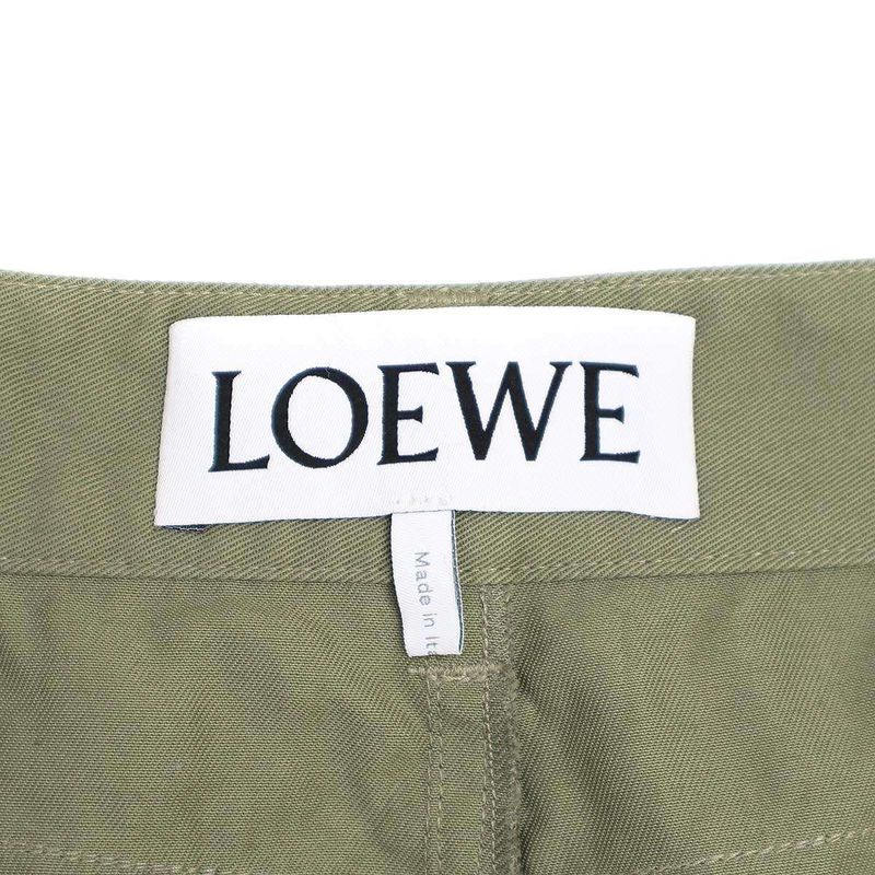 Loewe 24ss Logo Patch High Waist Pants S540y04xhi Olive 38