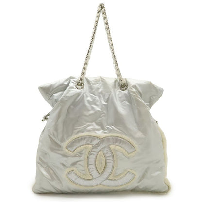 Chanel Coco Mark Fur Drawstring Chain Shoulder Bag Shoulder Nylon Fur Metallic