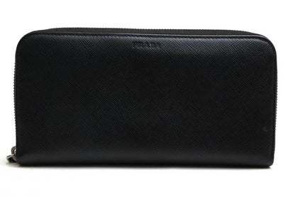 Prada Long Wallet Ladies Women Leather Genuine Black 2ml317 Portafoglio Lampo