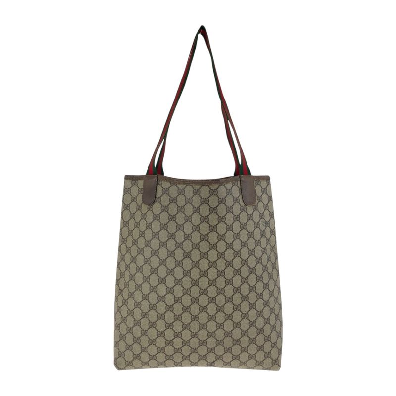 Gucci Old Gucci Sherry Line Beige Red Green GG Supreme Canvas 39 02 003 Tote